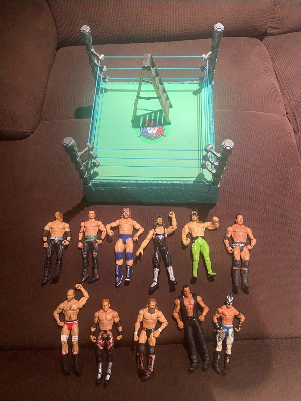 WWE/WWF Wrestling Ring with Ladder and 11 Wrestlers